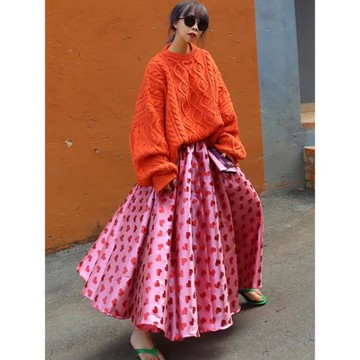 貓布制造紅色半身裙女2025新款秋款高腰顯瘦中長款生日裙子高級感