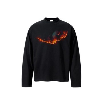 Forfearthat【山火】原創長袖T恤男美式高街復古街頭寬松重磅上衣