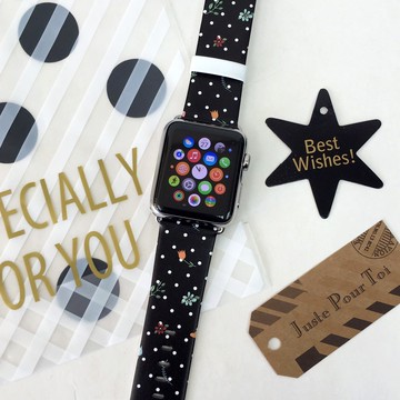 Apple Watch Series 1 - 5 黑色波點花花圖案 38 40 42 44 mm -63