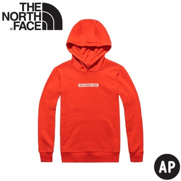 【The North Face 連帽大學T AP《紅》】4UDK/帽T/休閒長袖上衣/印花連帽