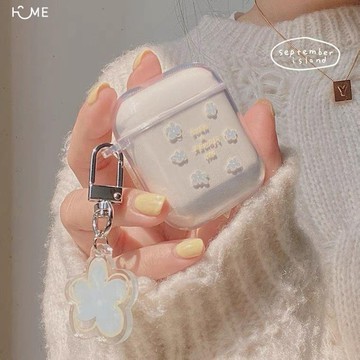 小清新花朵適用AirPods1/2代保護套國產i11/i12透明藍牙耳機軟殼