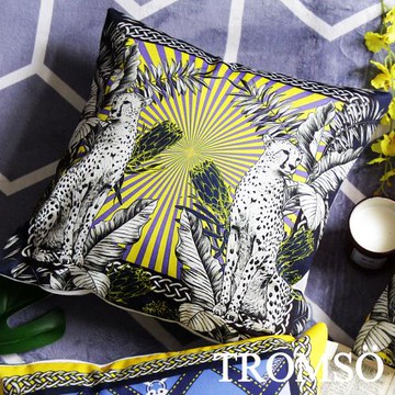 【TROMSO】奢華義大利棉麻抱枕-U175輝煌雙豹(44x44cm)