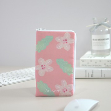 防震手機收納包 - 日系小花(粉紅底)