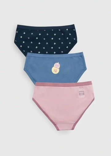 女童三入組_ 抗菌系列．緊帶三角內褲(小小福氣)