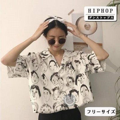 柄シャツ シャツブラウス 原宿系 ファッション レディース ゆめかわいい 服 奇抜 派手 個性的 ダンス衣装 コスチューム ヒップホップ 韓国 通販 Lineポイント最大get Lineショッピング