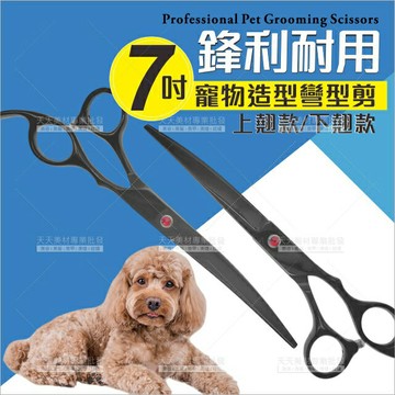 毛小孩黑金鋼7吋寵物剪刀(上翹/下翹)[77482]寵物剪 彎剪 寵物美容剪 寵物修毛剪 寵物美容 剪毛工具