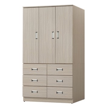 文創集 高爾亞4.1尺三門六抽衣櫃-122x56x202cm免組