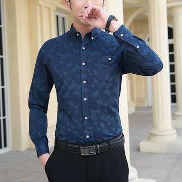 帝創者秋季長袖休閑韓版修身襯衫