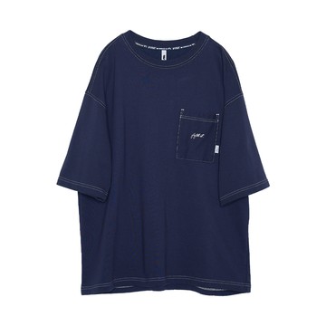 5th STREET｜男裝｜壓線口袋寬版短袖T恤｜丈青