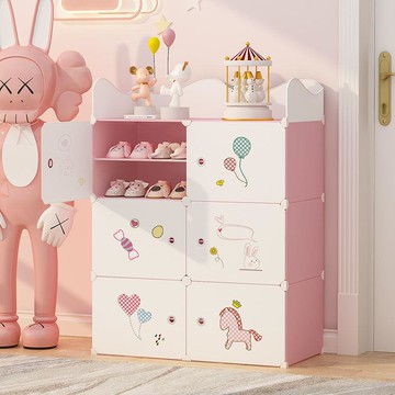 寶寶鞋柜兒童鞋柜多層卡通可愛簡易小孩迷你組裝鞋柜幼兒園游樂場