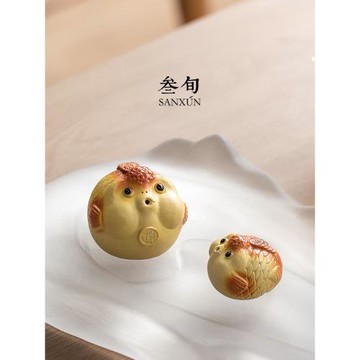 叁旬泡泡魚茶寵紫砂精品小擺件創意手工可養茶玩高檔功夫茶道零配