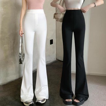 微喇褲女2025春秋新款韓版時尚洋氣冰絲休閑褲垂感高腰顯瘦喇叭褲