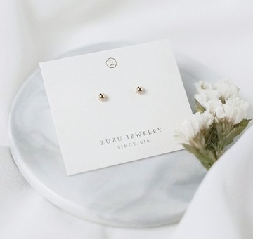 簡約小圓珠 抗過敏醫療鋼鍍金耳環 可配戴洗澡