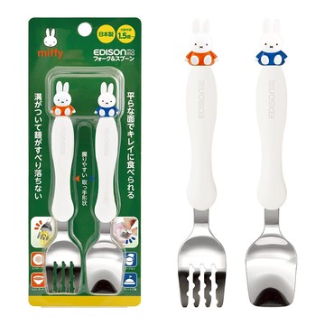 日本 EDISON mama - 幼兒不鏽鋼學習湯叉組(米奇/米妮/米菲 多款可選)-米菲