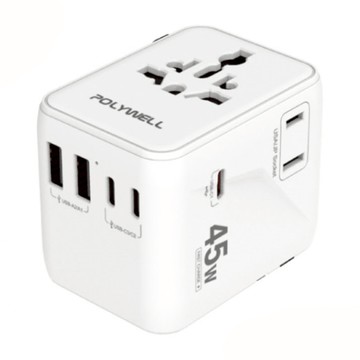 POLYWELL 寶利威爾 多國旅行充電轉接器/萬國旅行充 PW15-T05-A146 無美規  白色  1個