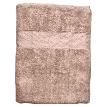 LIFE 來福牌 蓬鬆紗竹編緞條浴巾 100%美國棉 台灣製  灰色  1條