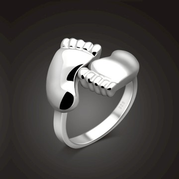 日韓個性潮小腳丫戒指女時尚S925銀輕奢冷淡風指環開口簡約戒子