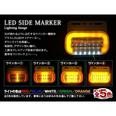 24V LED サイドマーカー オレンジ 流れるウインカー 10個 ダウンライト