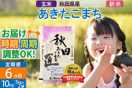 ＜新米＞ 《定期便6ヶ月》秋田県産 あきたこまち 10kg (5kg×2袋)×6回 令和5年産 時期選べる10キロ お米