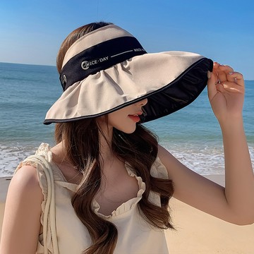 度假風大帽簷黑膠遮陽帽(KDH-E435)