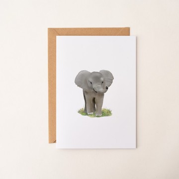 動物插畫卡片 大象 萬用卡 生日卡片 感謝卡 藝術卡 賀卡 小象