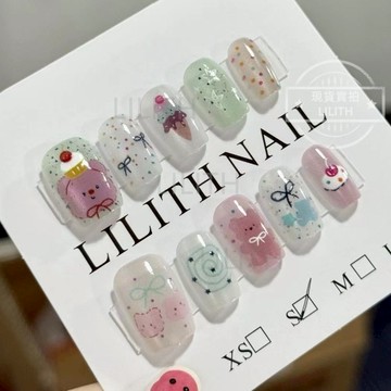 可隔日到貨！SWEET小熊 猫眼穿戴甲 可拆卸顯白百搭光療穿戴甲 美甲貼片 美甲穿戴甲  甲片 假指甲 指甲貼