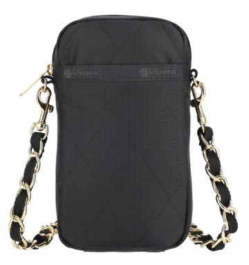 【LESPORTSAC】鍊帶迷你手機斜背包 - 午夜絎縫鍊飾