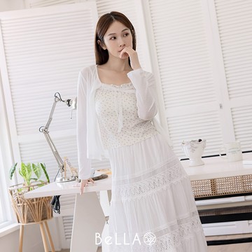 【夏季新品】BeLLA 兩件式碎花綁帶上衣 白色