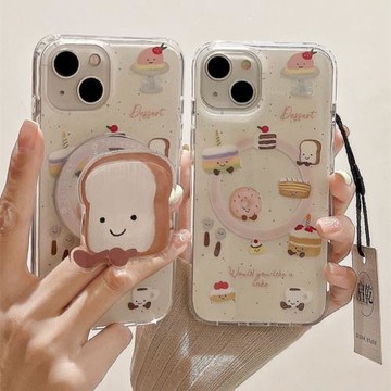 甜品蛋糕吐司磁吸支架適用三星s24ultra手機殼硅膠s22/s23+時尚s20fe/s21可愛54a55a15卡通note20防摔Z-Fold4