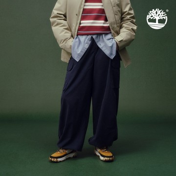 Timberland 女款藍色降落傘寬褲|A41FB451