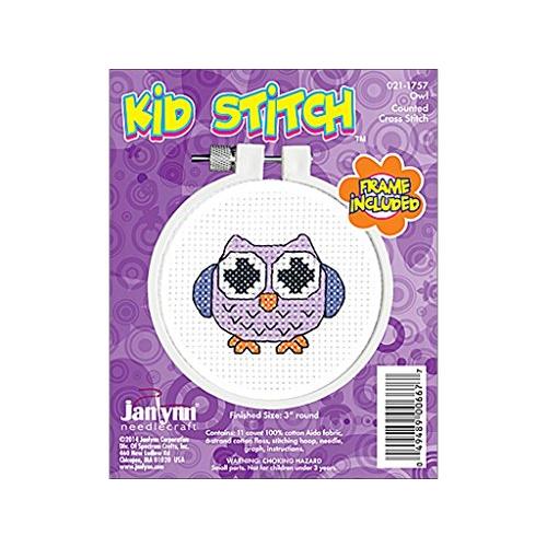 Kid Stitch Owl Mini Counted Cross Stitch Kit-3 Round 11 Count () 