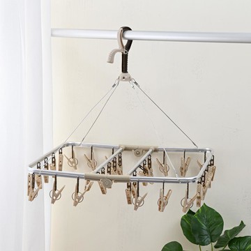 陽光家族-鋁合金折疊鋼繩曬架32夾