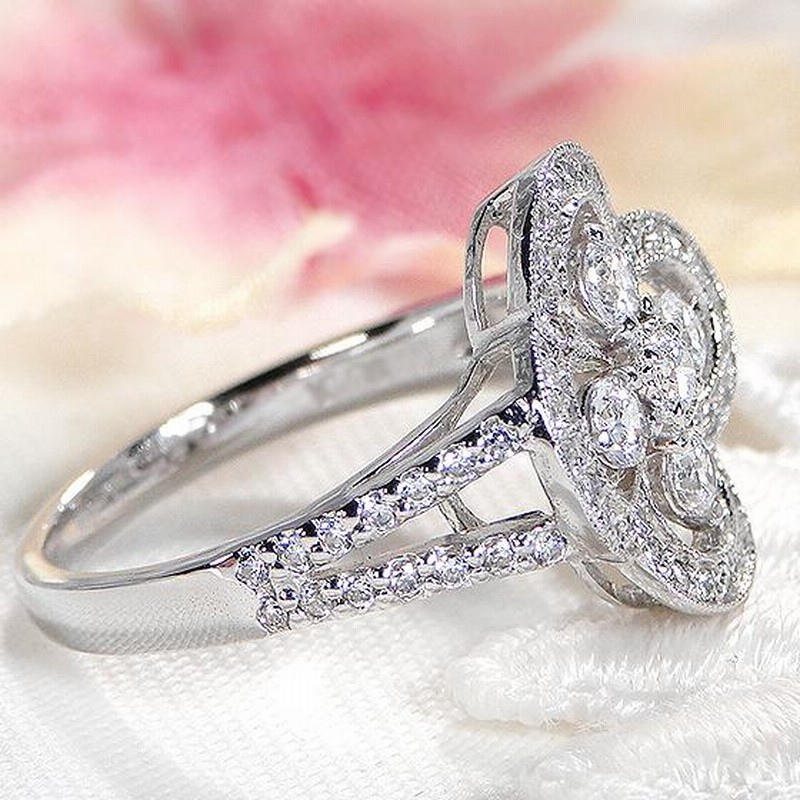 Pt950 0.7ct ダイヤモンド クローバー リング 四つ葉 クローバー 花