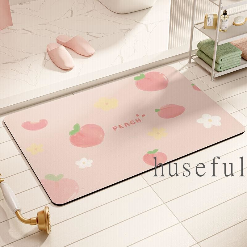 正規取扱店】 珪藻土バスマット ソフト素材 オシャレ 吸水性 丸洗い 滑り止め ピンク バスマット 珪藻土 ソフトバスマット お風呂 速乾 ピンク