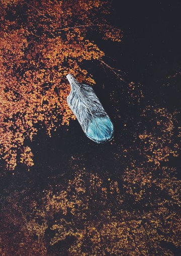 木刻手繪墜飾 - 羽毛