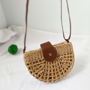 日韓小清新包手工編織包草編包鏤空單肩斜跨草包海邊度假夏季包