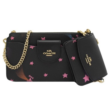 COACH C7289 POPPY 金屬LOGO星形印花斜背鍊包.黑