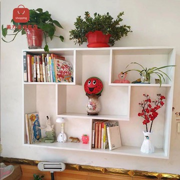 多功能墻上格子架置物架 多層格子吊櫃 家用書架掛壁酒櫃 墻上收納架[PP0429001]