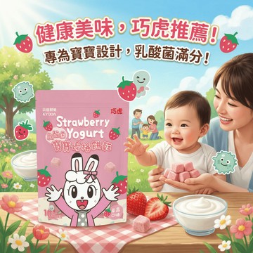 【現貨】京田 巧虎乳酸菌寶寶優格餅乾-草莓口味(琪琪-粉紅色) 1袋