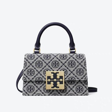 TORY BURCH  T Monogram  織物拼皮革迷你單肩斜跨斜背包 手提包 150371(預購)~【 購物節優惠 ★ 菲尼斯 國際精品 3折起 】