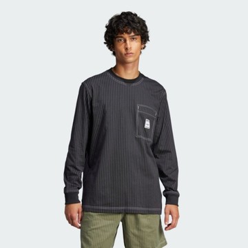 ADIDAS 長袖 WABASH LS T 水洗黑 條紋 口袋T 薄長 男 JP4479