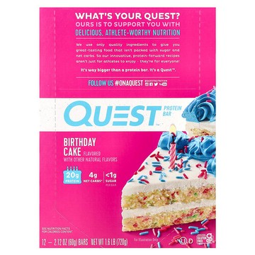 Quest Nutrition, 蛋白棒，生日蛋糕，12 根，每根 2.12 盎司（60 克）