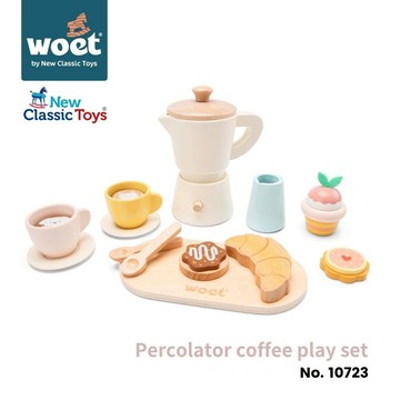 荷蘭woet by New Classic Toys 木製經典摩卡壺下午茶組-10723家家酒/切切樂/木製玩具
