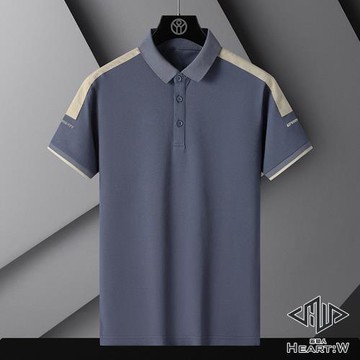 【Heart:W 新職人】★商務休閒撞色冰絲短袖POLO衫(男上衣/冰絲上衣/舒適/百搭/T恤)