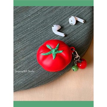 可愛立體西紅柿適用蘋果新3代airpods4代藍牙無線耳機保護套airpods1/2代硅膠軟殼airpodspro2代女生新款小眾