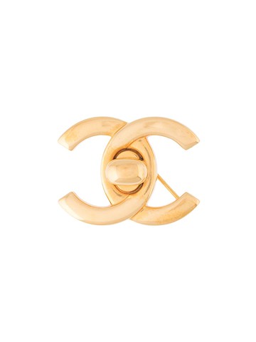 CHANEL Pre-Owned - 1996 CC turn-lock brooch - women - Gold Plated Brass - One Size
