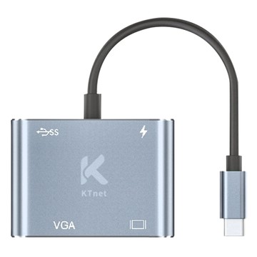 KTnet 廣鐸 TypeC 4合1多功擴充集線器 4K清晰畫質 PD100W快充 5G高效傳輸  銀色 + 黑色  1個