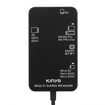 Kinyo 多合一晶片讀卡機 線長1.2m 37 x 16 x 66mm 45g  KCR-6252  黑色  1個