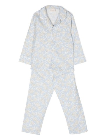 Story Loris - long-sleeved pyjama set - kids - Linen/Flax/Cotton - 6 yrs - Blue