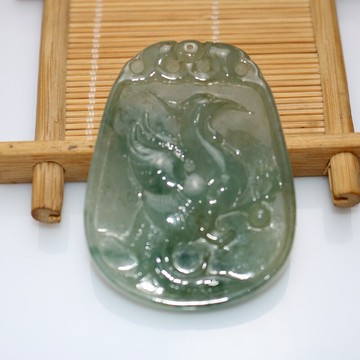 鉑妍 天然A貨翡翠冰油青吊墜 龍鳳玉佩玉墜 大款 情侶款掛墜禮物